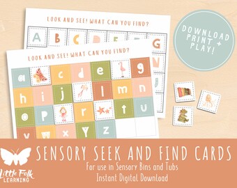Sensory Play Kit // Seek and Find // Preschool Printable // Preschool Activity // Montessori // Toddler Learning Activity