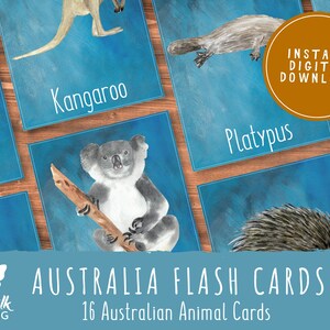 Australian Animal Flashcards // Australia Flash Cards // Printable // Montessori // Homeschool // Preschool // Kindergarten