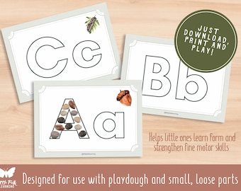 Alphabet Playdough Mat // Nature Collection // Alphabet Printable // Playdough Mat // Montessori // Reggio // Homeschool