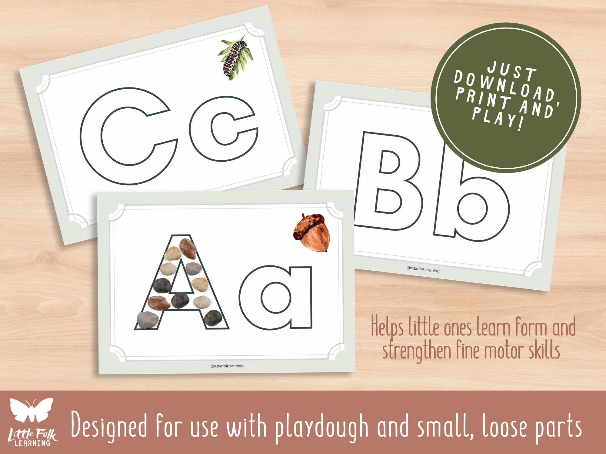 alphabet playdough mat nature collection alphabet etsy