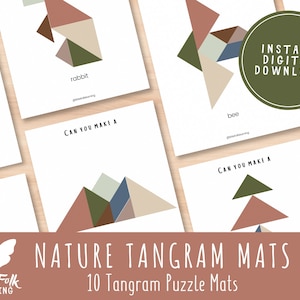 Nature Tangram Puzzle Mats // Nature Collection// Preschool Printable // Preschool Activity // Montessori // Toddler Learning Activity