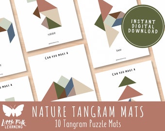 Nature Tangram Puzzle Mats // Nature Collection// Preschool Printable // Preschool Activity // Montessori // Toddler Learning Activity