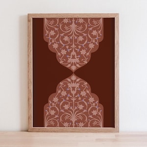 Vintage Mughal Floral Art Print: Pakistani Indian Folk Art (Digital Download