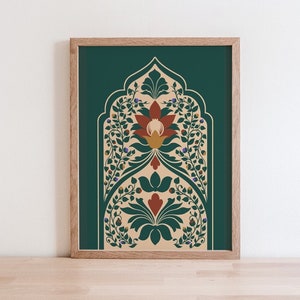 Mughal Floral Art Print, Indian Pakistani Folk Art (Digital Download)