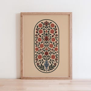 Mughal Floral Art Print, Vintage Indian Design (Digital Download)