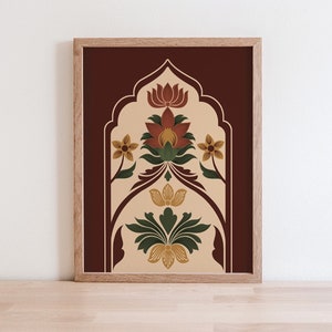 Mughal Floral Arch Art Print, Vintage Persian Decor (Digital Download)
