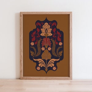 Mughal Folk Art Print: Pakistani Indian Motif (Digital Download