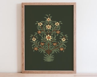 Mughal Floral Tree Art Print, Vintage Persian Botanical Decor (Digital Download)