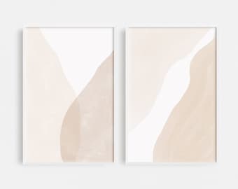 Minimalist Abstract Print Set, Neutral Wall Art (Digital Download)