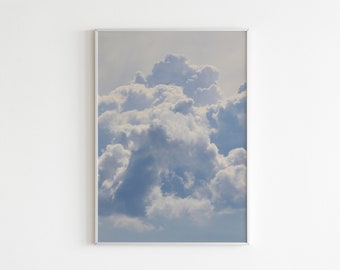 Pastel Sky Cloud Photography Print, Blue Wall Art (Digital Download)