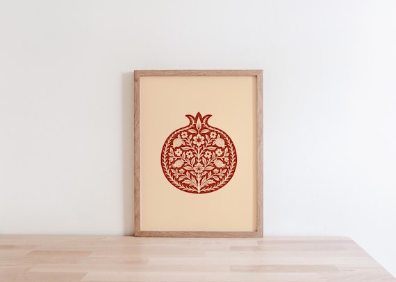 Pomegranate Mughal Art Print, Decorative Home Wall Art (Digital Download)