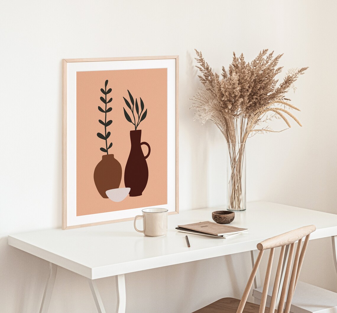 Boho Vase Print Boho Vase Art Print Vase Wall Art Mid Etsy UK
