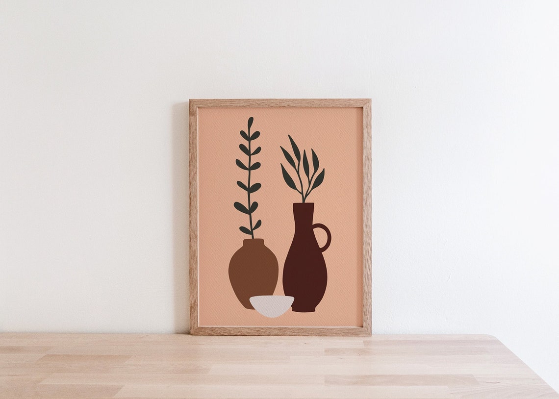 Boho Vase Print Boho Vase Art Print Vase Wall Art Mid Etsy UK