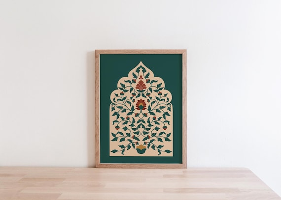 Mughal Folk Art, Pakistani Indian Folk Art, Mughal Fresco Art, Folk Art Print, Mughal Art, Mughal Wall Art, Mughal Folk Art Print