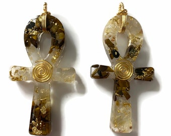 Tiger Eye & Citrine Ankh Pendant