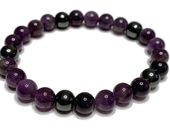 Amethyst Hematite Bead Bracelet