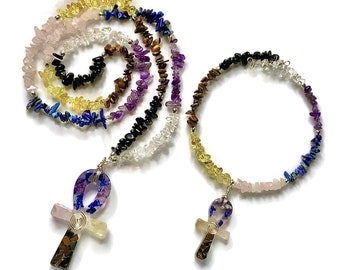 Chakra Ankh Necklace with Chakra Pendant