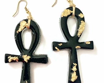 Black Ankh Earrings