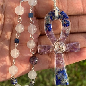 Lapis/Amethyst/Hematite/Clear Quartz Necklace