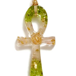 Peridot & Rose Quartz Ankh Pendant