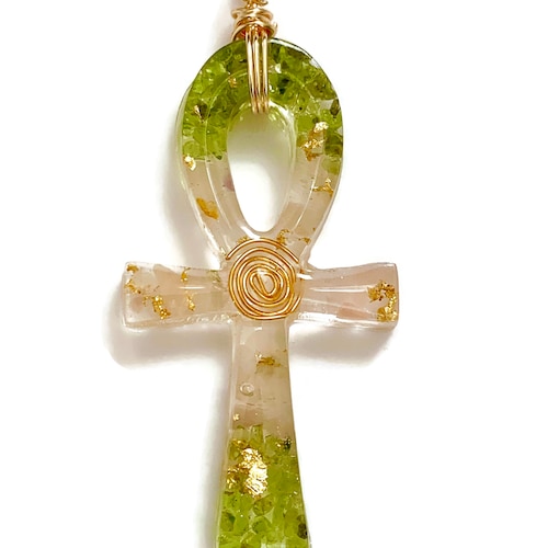 Peridot & Rose Quartz Ankh Pendant Etsy