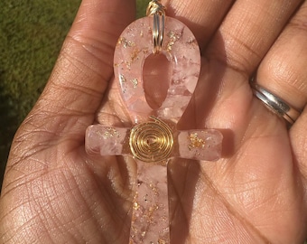 Rose Quartz Ankh Pendant