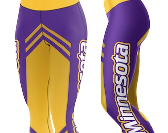 Minnesota Football Stripe Leggings// Premium Quality // Cute and Cozy