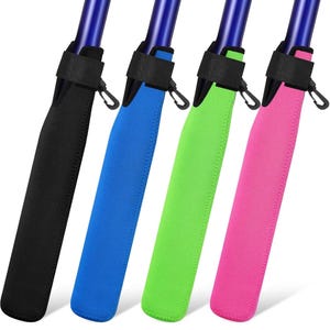 Puede incluir: Cuatro fundas de ca&ntilde;a de pescar de neopreno en negro, azul, verde y rosa. Cada funda tiene una cremallera y una leng&uuml;eta.