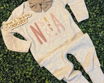 Pelele para niña, pijama para niña, regalo para baby shower, pelele personalizado para bebé, pijama bordado para bebé, regalo personalizado para baby shower