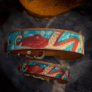 Octopus Dog Collar - Hand-crafted and custom-made for pets of all sizes. Nautical theme for ocean lovers.