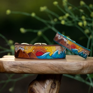 Mountains and Waves Dog Collar