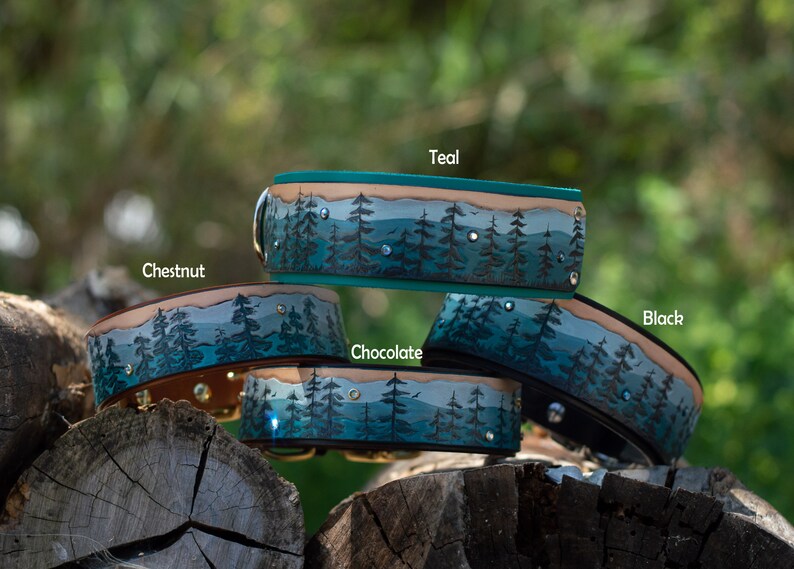 Mountain & Pine Trees Dog Collar misty Pines Etsy