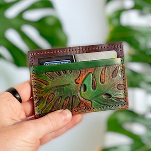 Monedero Tarjetero Monstera Tropical, tarjetero para hombre y mujer.