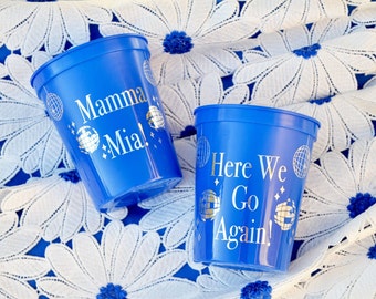 Blue Mamma Mia Bachelorette Cups, Mamma Mia Party Tumblers, Mamma Mia Birthday Party, Momma Mia Bachelorette, Mamma Mia Bach Favors