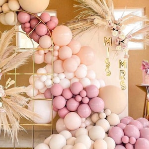 Matte Pink balloon garland, Blush Pink Balloon Garland Kit, Matte Pink and Cream Balloon Arch, Girl Baby Shower Balloon Arch, Pink Birthday