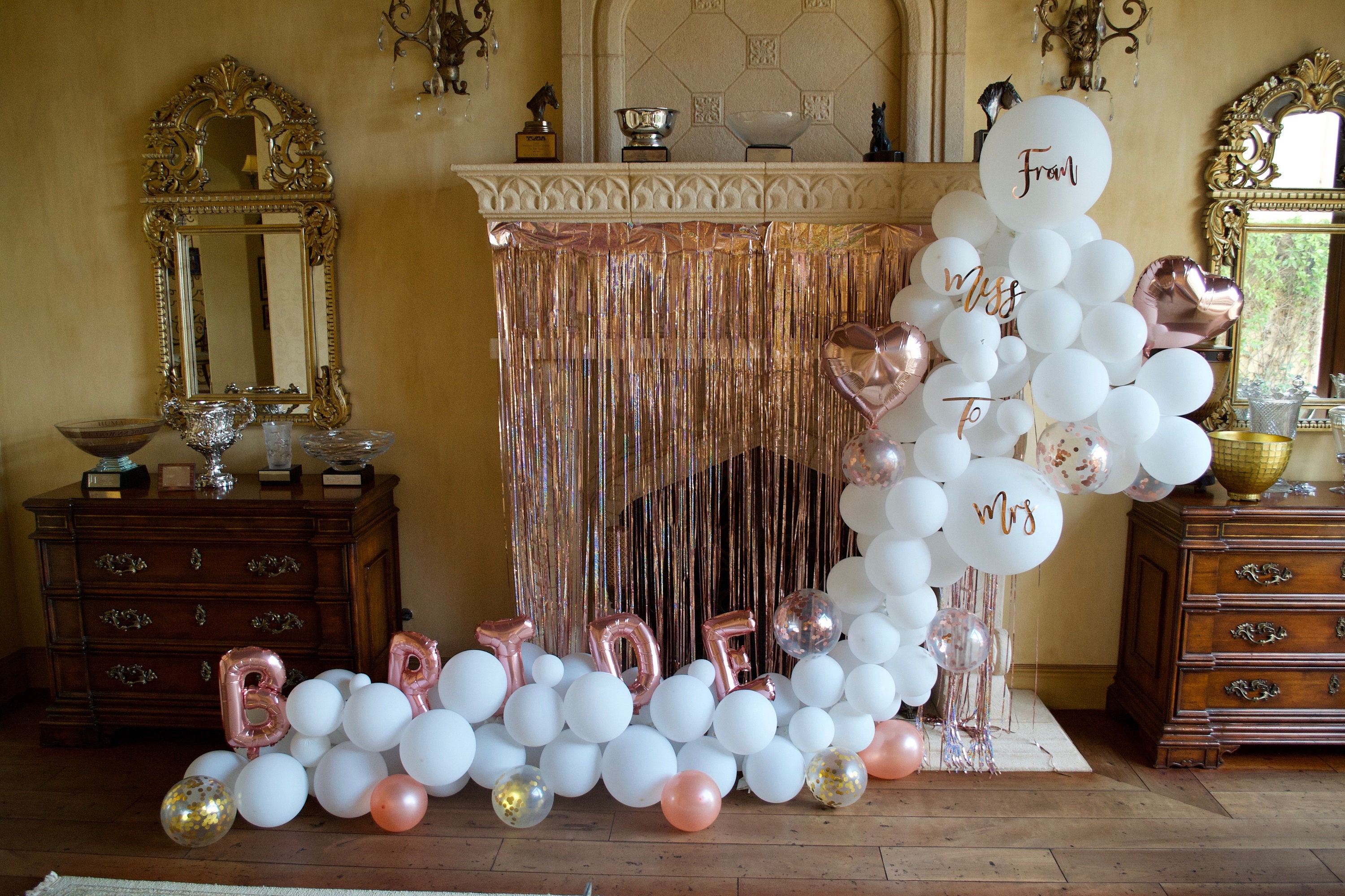 Classy Bachelorette Party Decorations, Rose Gold and White Balloon Garland  Kit, Engagement Balloon Arch, Bridal Shower Balloons, Miss to Mrs 
