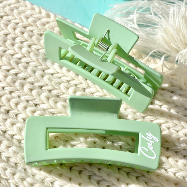Personalized Matte Green Hair Claw, Margs and Matrimony, Desert Bachelorette Favors, Bikinis and Martinis,  Final Fiesta, Scottsdale Bach