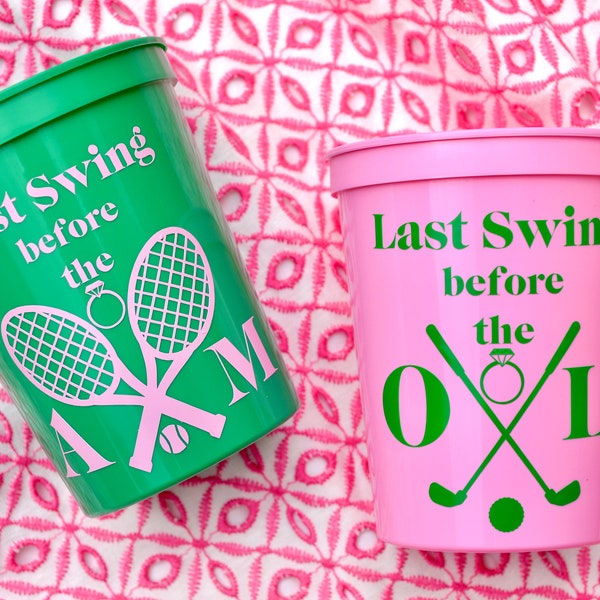 Pink and Green Tennis Bachelorette Party Cups, Golf Bachelorette Party Cups, Preppy Bach, Country Club Bach, Cocktails and Country Clubs