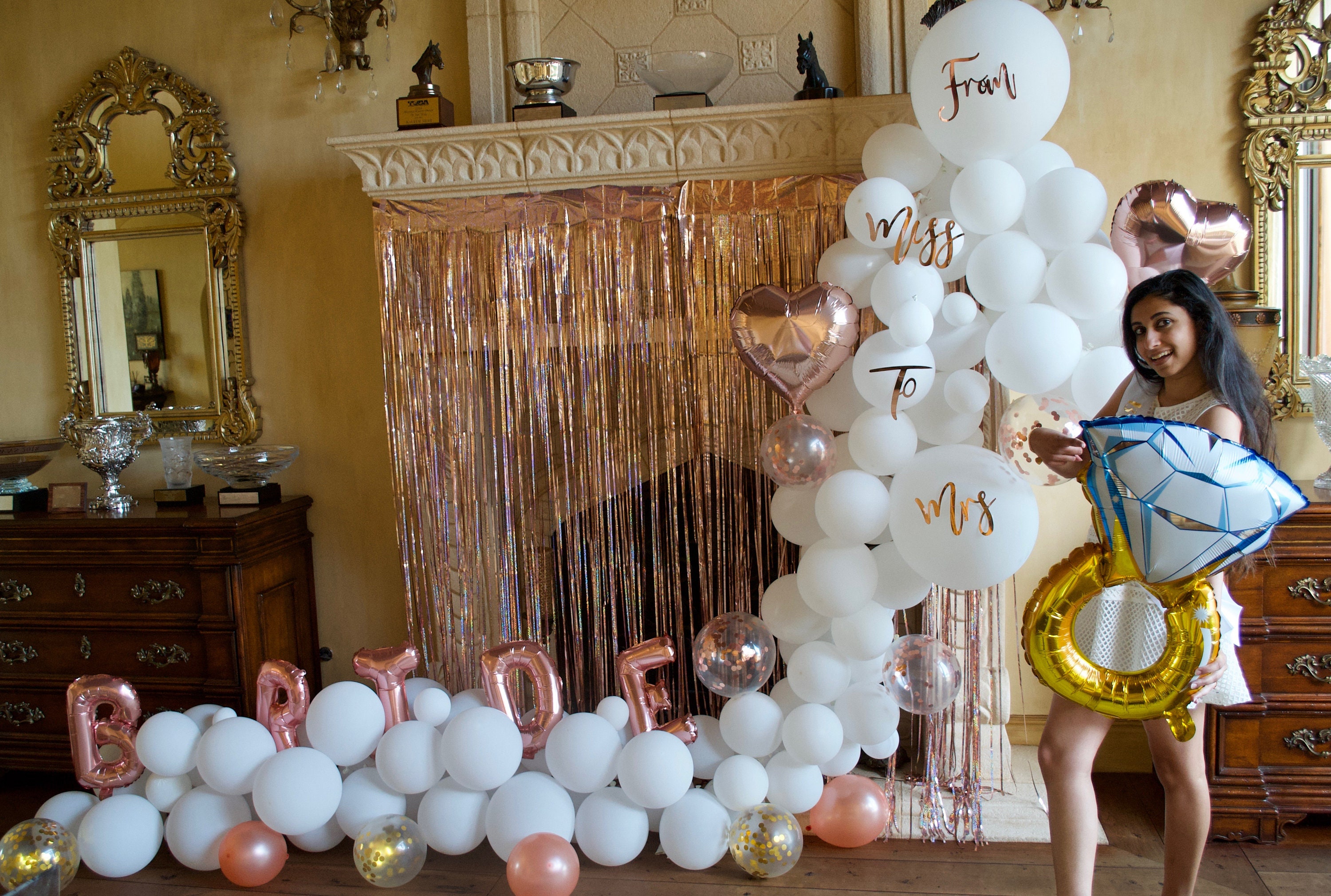 Classy Bachelorette Party Decorations, Rose Gold and White Balloon Garland  Kit, Engagement Balloon Arch, Bridal Shower Balloons, Miss to Mrs -   Norway