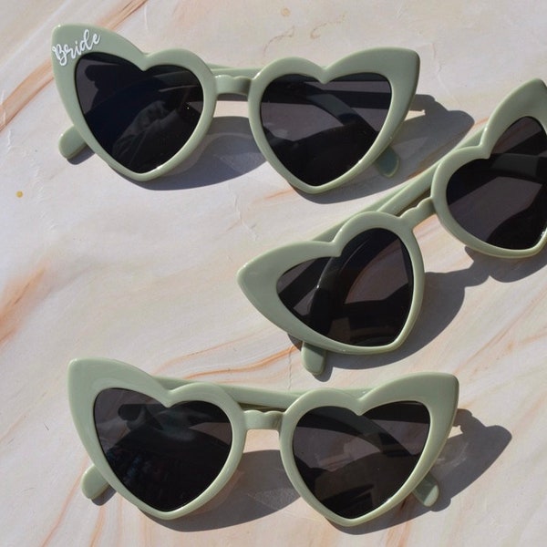 Sage Green Heart Sunglasses, Camp Bachelorette Party Favors, Margs and Matrimony, Desert Bachelorette, Final Fiesta, Bridesmaids Proposal