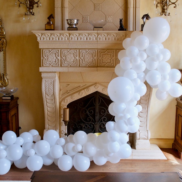 White Balloon Garland, The Bride is on Cloud 9 decor White Balloon Arch Kit, White Party Decor, Bridal Shower Balloons, Wedding Balloon Arch