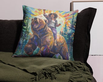 Elijo funda de almohada de oso de 22 x 22". ¡Estilo vibrante! Diversión.