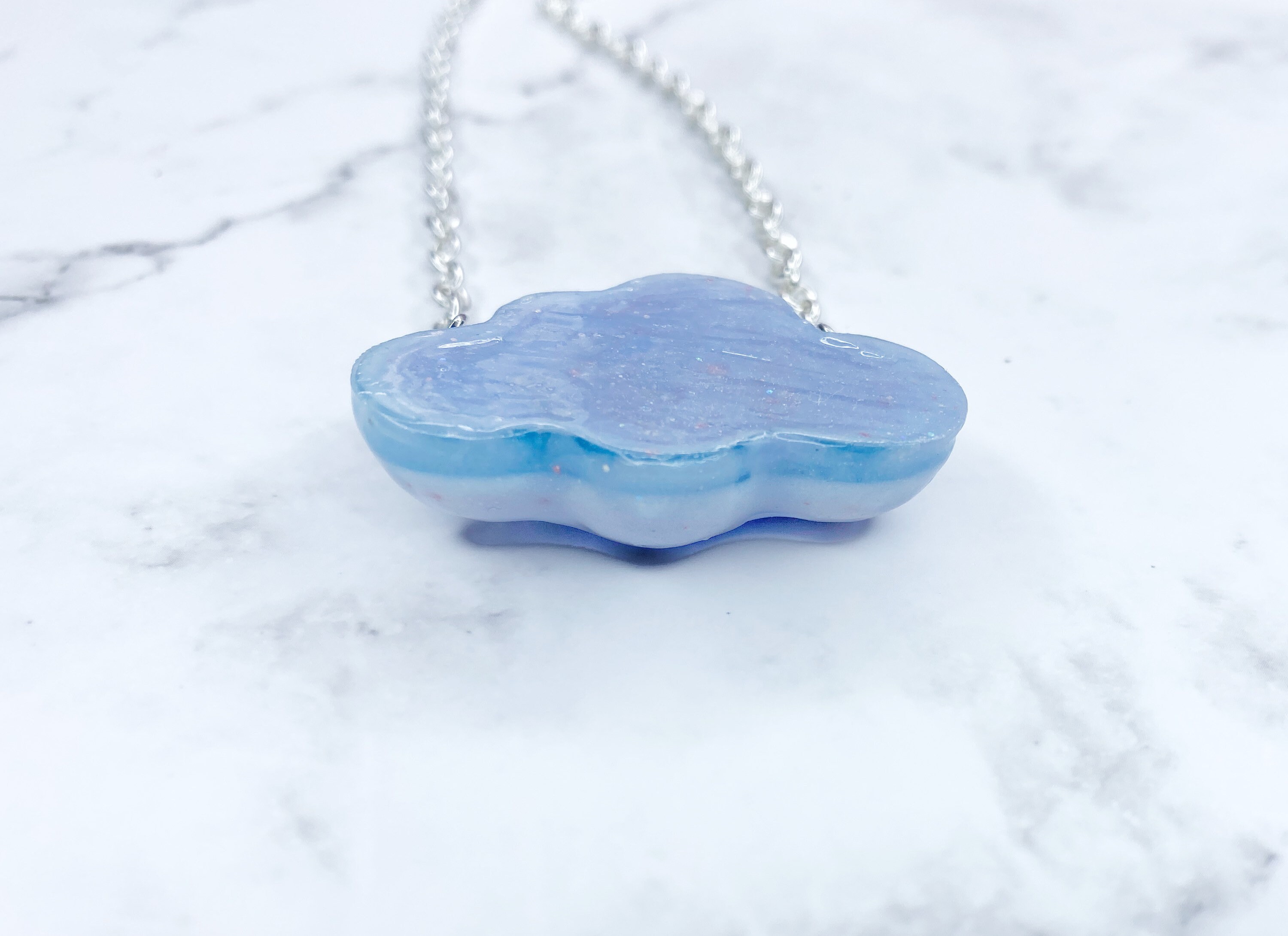 Cloud Necklace Epoxy Resin Cloud Necklace BlueWhite Etsy