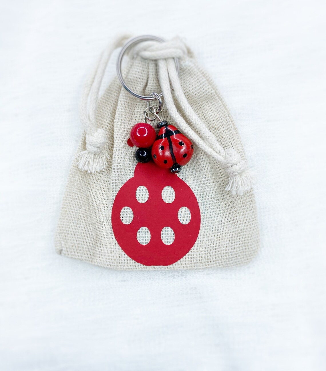 Ladybug Keychain Gift Set With Drawstring Pouch Etsy