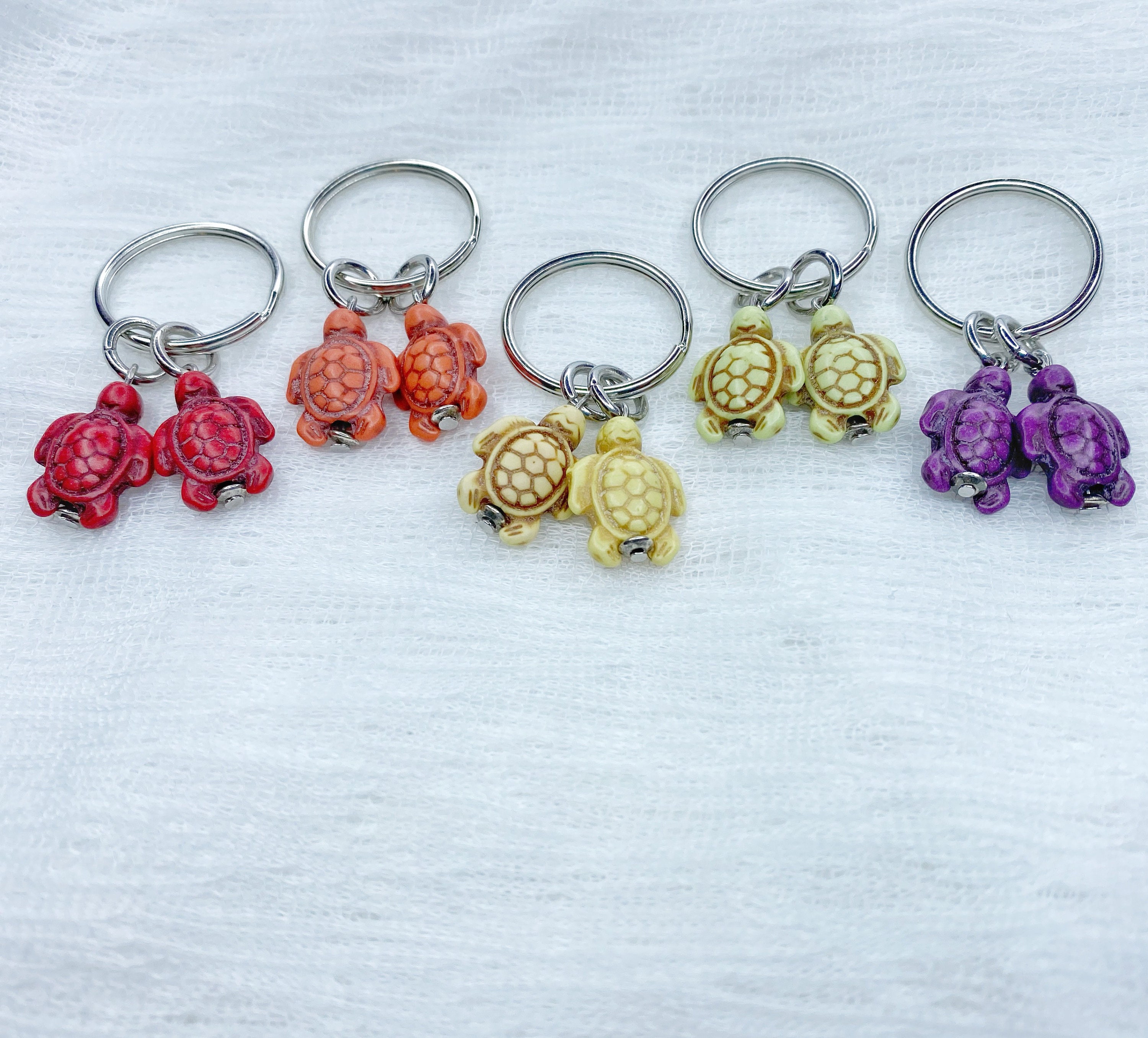 Turtle Stone Keychain Cute Keychain Gift Set For Turtle Etsy