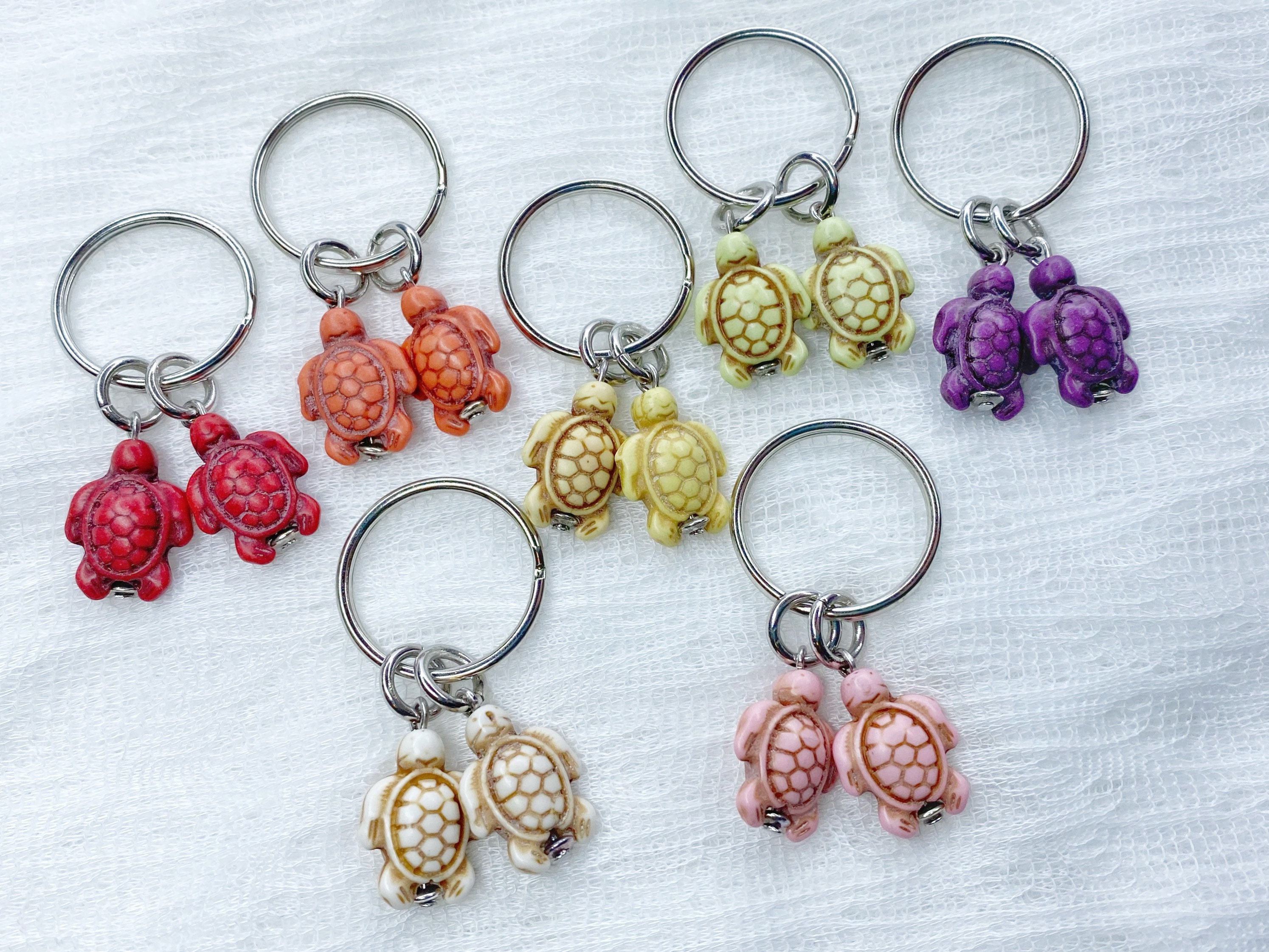 Turtle Stone Keychain Cute Keychain Gift Set For Turtle Etsy