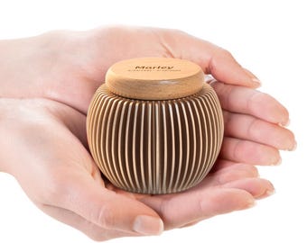 Mini urna cineraria ricordo: ceneri personalizzate per animali domestici o persone, in alluminio e legno.