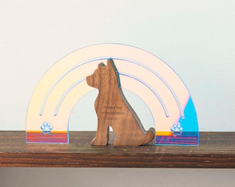 Trauerkarte Haustier Regenbogenbrücke Pfote, Beileidskarte Gute Reise
