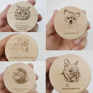 Pet Hair Custom Photo Engraving Pet Urn Personalized Pet Fur keepsake Small Pet Urn Personalized Memorial wood Box for Dogs Hamster Portrait