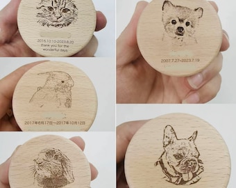 Pet Hair Custom Photo Engraving Pet Urn Personalized Pet Fur keepsake Small Pet Urn Personalized Memorial wood Box for Dogs Hamster Portrait